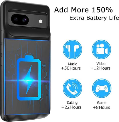Battery Case for Pixel 8a, Upgraded 10000mAh Battery Pack Rechargeable Charger Case with Wireless Charging Compatible for Pixel 8a (6.1 inch) External Charging Cover(Black)