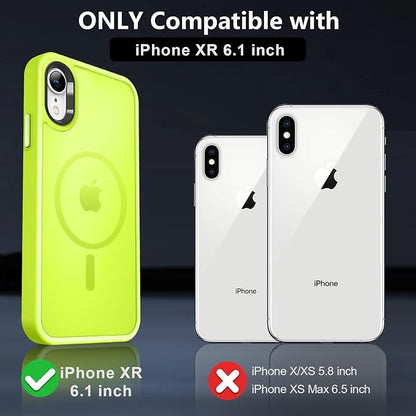 MOCCA Strong Magnetic for iPhone XR Phone Case, [Compatible with Magsafe][Mil-Grade Drop Protection] Slim Thin Translucent Matte Protective Cover Case for iPhone XR Case 6.1'', Fluorescent Green