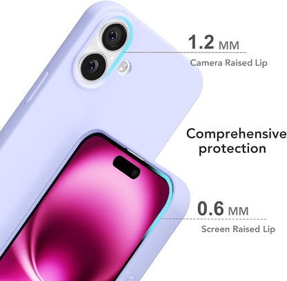 for iPhone 16 Plus Case Silicone Compatible with Magsafe Case, Ultra Slim Thin Magnetic Phone Cases Mag Safe, Cute Soft Rubber Gel Matte Plain Wireless Charging Cover for Women, Purple Lavender