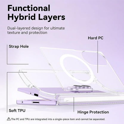 BENTOBEN Magnetic for Samsung Galaxy Z Fold 8 Wide Case Clear [Full Body Hinge Protection] [Fit for Magsafe] Slim Thin Rugged Shockproof Protective, Anti-yellow Phone Cover for Fold8 7.6", Clear White