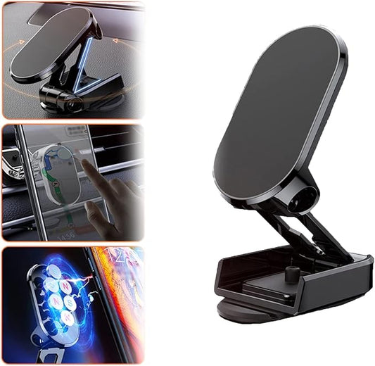 2025 New Alloy Folding Magnetic Car Phone Holder, Magnetic Car Phone Holder Mount Rotatable (1Set)