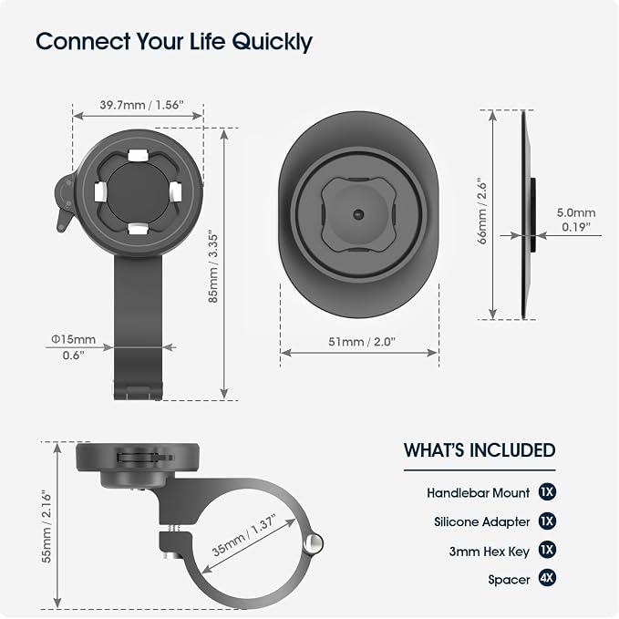CQ Bike Phone Holder, Motorcycle Phone Mount, Universal Quick Lock/Release Out Front Bike Cell Phone Holder for Bike MTB Mountain Road Biycle, EBike, Scooter,Moto Handlebar