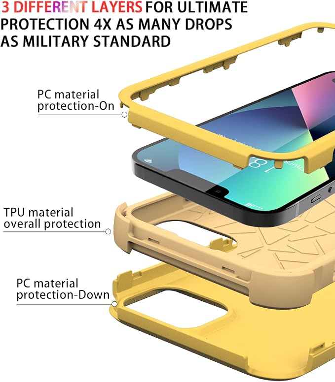 Diverbox for iPhone 13 Case [Shockproof] [Dropproof] [Dust-Proof],Heavy Duty Protection Phone Case Cover for Apple iPhone 13 (Yellow)