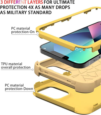 Diverbox for iPhone 13 Case [Shockproof] [Dropproof] [Dust-Proof],Heavy Duty Protection Phone Case Cover for Apple iPhone 13 (Yellow)
