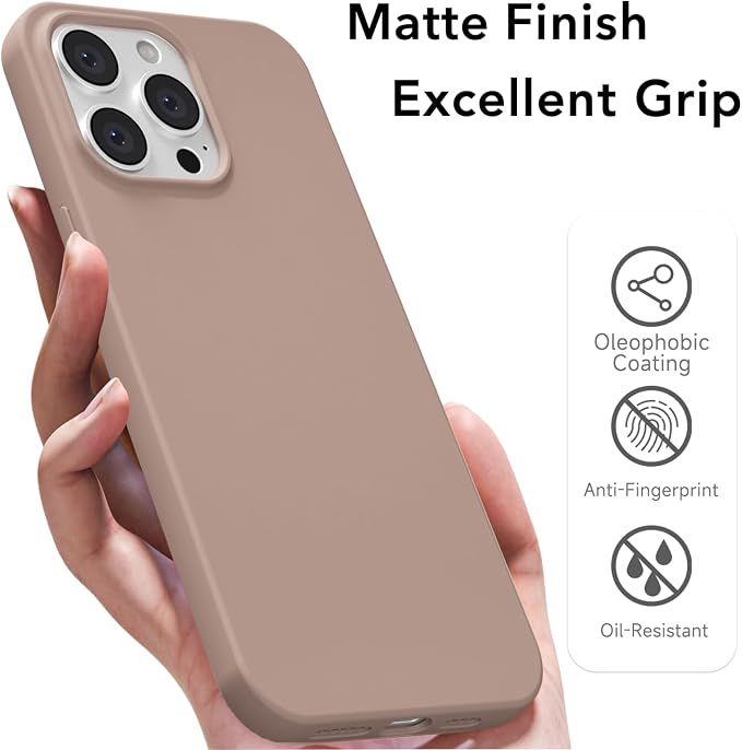 for iPhone 14 Pro Case Silicone Compatible with Magsafe Case, Ultra Slim Thin Magnetic Phone Cases Mag Safe, Cute Soft Rubber Gel TPU Matte Plain Wireless Charging Cover for Women, Brown