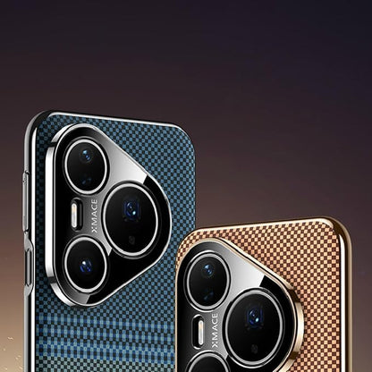 Shell for Huawei Pura 80 Ultra/80 Pro +/80 Pro/80, Electroplating Soft Edge Full Camera Protection Carbon Fiber Texture Leather Cover, 80 Ultra,Orange