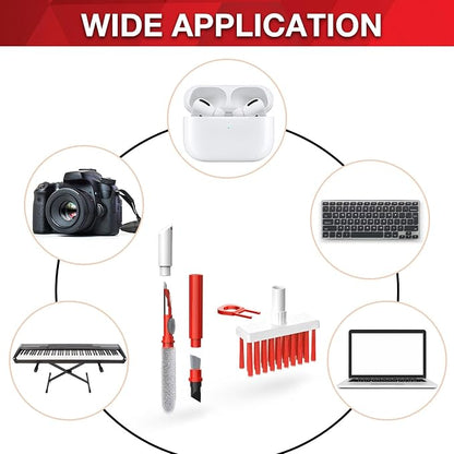 Soft Brush Keyboard Cleaner, Computer Cleaning Tool Kit, 7 in 1 Multipurpose Corner Slit Duster Keycap Puller and Soft Microfiber Brush for Bluetooth Headset Lego Airpods Laptop Camera Lens
