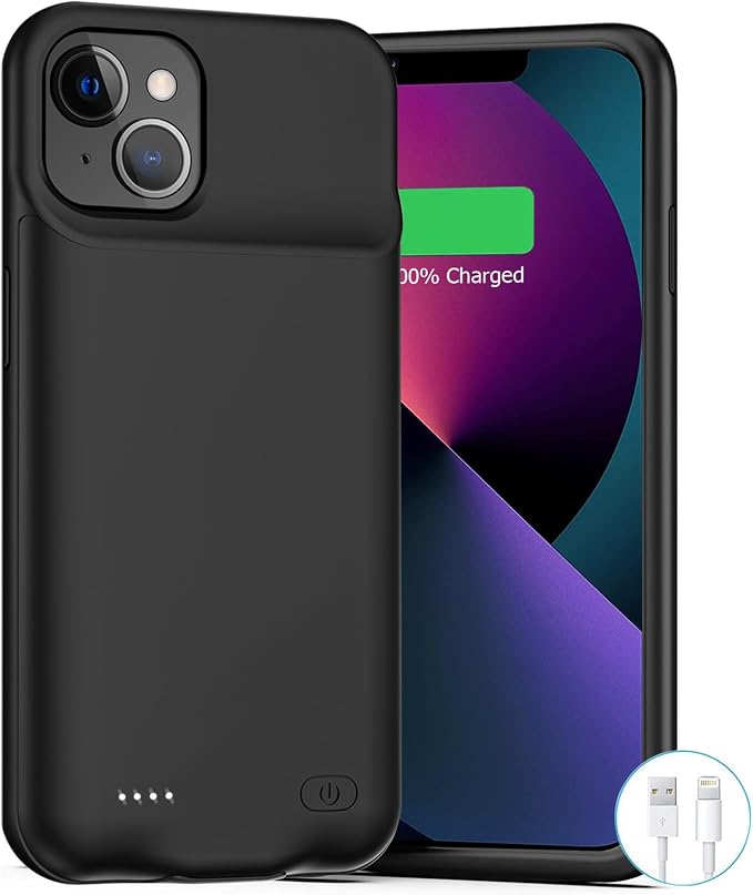 Battery Case for iPhone 12 Mini /13 Mini, Upgraded 6500mAh Rechargeable Portable Charging Case Compatible with iPhone 12 Mini /13 Mini (5.4 inch) Extended Battery Pack Protective Charger Case (Black)