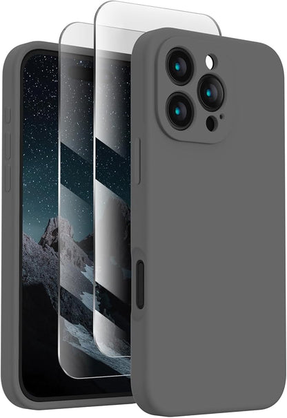 FireNova Designed for iPhone 16 Pro Max Case, Silicone Upgraded [Camera Protection] Phone Case, Soft Anti-Scratch Microfiber Lining Inside, 2024, Space Gray
