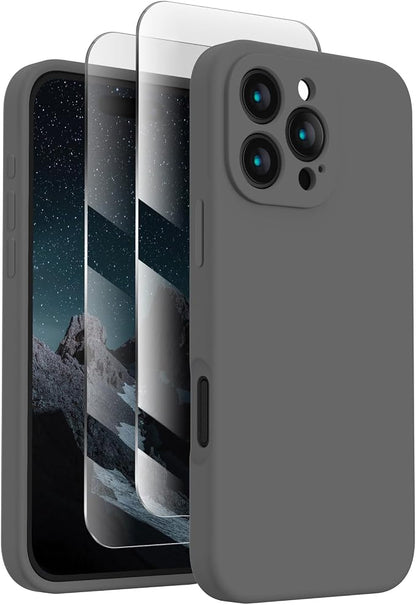 FireNova Designed for iPhone 16 Pro Case, Silicone Upgraded [Camera Protection] Phone Case, Soft Anti-Scratch Microfiber Lining Inside, 2024, Space Gray