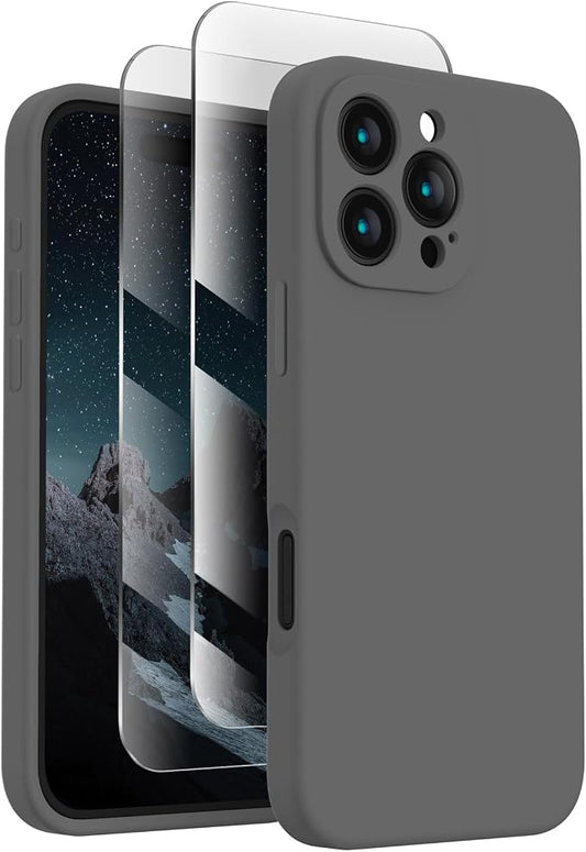 FireNova Designed for iPhone 16 Pro Case, Silicone Upgraded [Camera Protection] Phone Case, Soft Anti-Scratch Microfiber Lining Inside, 2024, Space Gray