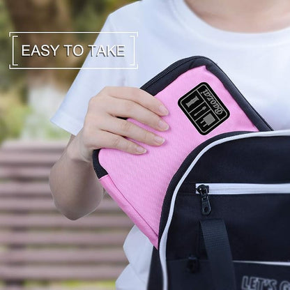 baozai Smart Watch Bands Organizer, Waterproof Portable Electronics Travel Accessories Organizer Bag for Watch Bands, Cable, Charger, Headset, SD Card, Pink