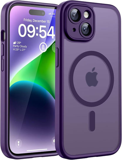 TOCOL for Phone 15 Case, Compatible with Magsafe Charger, Full Camera Protection, Drop Protection, Translucent Matte Phone Case for iPhone 15 6.1 inch (Midnight Purple)