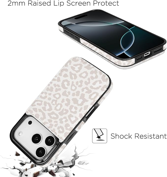 uCOLOR for iPhone 17 Pro Wallet Case with Card Holder PU Leather RFID Blocking Design iPhone 17 Pro flip case for Women Men Magnetic Clasp Kickstand Design 6.3 inch (Beige Leopard)