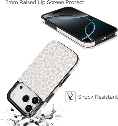 uCOLOR for iPhone 17 Pro Wallet Case with Card Holder PU Leather RFID Blocking Design iPhone 17 Pro flip case for Women Men Magnetic Clasp Kickstand Design 6.3 inch (Beige Leopard)