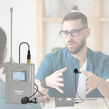 COMICA Lavalier Microphone, CVM-M-O1 Omnidirectional Lapel Microphone for Sennheiser, and Other Wireless Lavalier Transmitter, Clip-on Lav Mic for DSLR Camera Video Recording Interview(3.94ft)