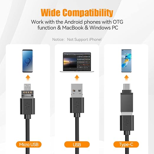 5MP Auto-Focus Endoscope, Teslong 3rd Generation USB Borescope with 5.0 Megapixel Inspection Camera, 16.5ft Waterproof Semi-Rigid Cable & Adjustable Led Lights Probe for Android Phone Windows MacBook