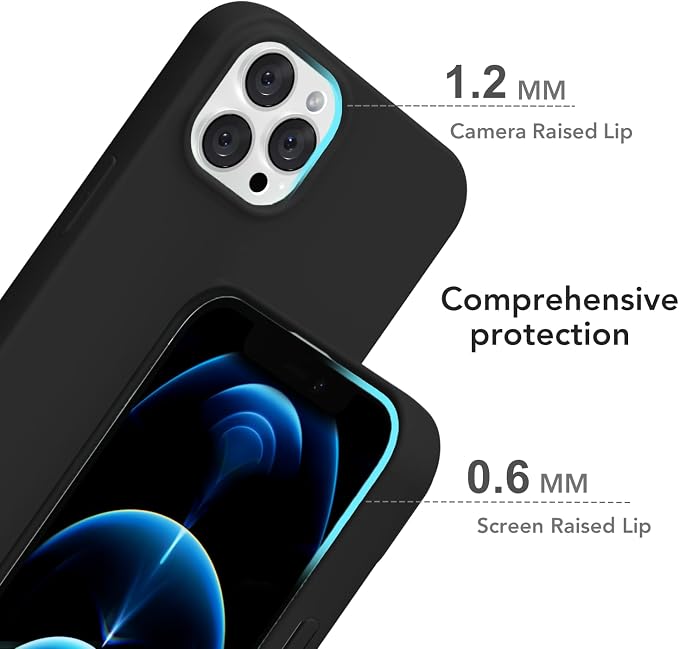 for iPhone 12 Pro Max Case Silicone Compatible with Magsafe Case, Ultra Slim Thin Magnetic Phone Cases Mag Safe, Cute Soft Rubber Gel TPU Matte Plain Wireless Charging Cover for Women, Black
