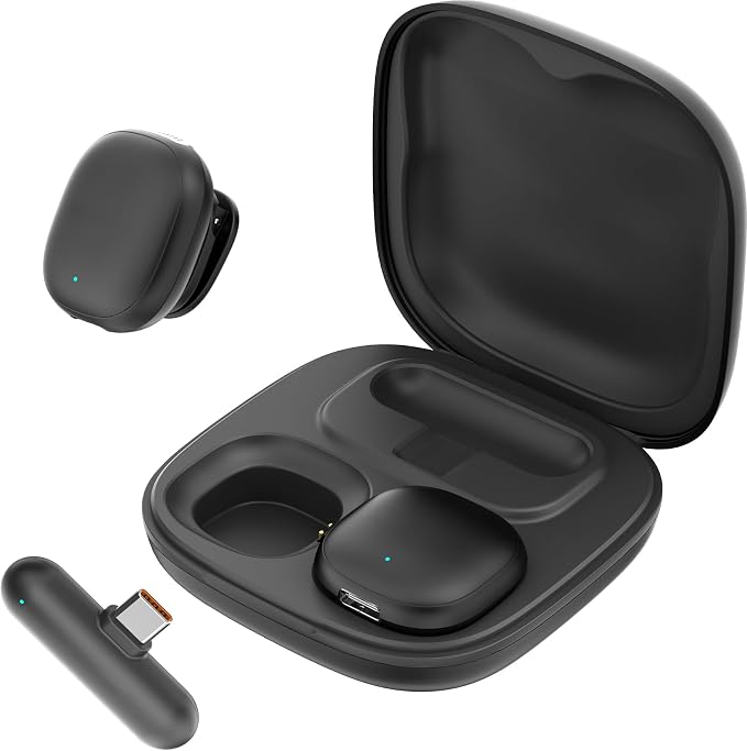 Wireless Lavalier Microphone for iPhone 16 15 Android - Ai Noise Cancelling Mini Phone Microphone USB C Magnetic Mic with 35H Charging Case for Video Recording Tiktok YouTube Vlogging