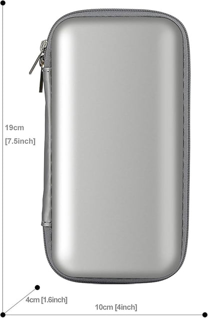 iMangoo Travel Essential Electronics Organizer Pouch Charger Case, Shockproof Dual Zipper Power Bank Cables Tech Accessories Purse, Men & Women Travel Must Have Storage Bag, 6.5x3.2x1 inch Silver