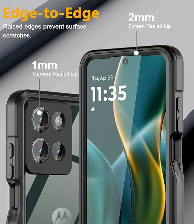 for Moto G 2025 Case, IP68 Waterproof Case with Built-in Screen Protector, Full Body Shockproof Dustproof Rugged Protective Phone Case for Motorola Moto G 2025 Black