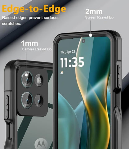 for Moto G 2025 Case, IP68 Waterproof Case with Built-in Screen Protector, Full Body Shockproof Dustproof Rugged Protective Phone Case for Motorola Moto G 2025 Black