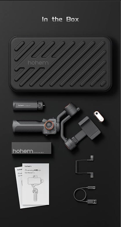 Hohem iSteady M6 Kit Smartphone Gimbal Stabilizer 3-Axis with Magnetic Fill Light/AI Tracking Sensor for iPhone Android with 0.91-inch OLED Display Max Payload 400g