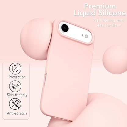 for iPhone 17 Air Case Silicone Compatible with Magsafe Case, Ultra Slim Thin Magnetic Phone Cases Mag Safe, Cute Soft Rubber Gel TPU Matte Plain Wireless Charging Cover for Women, Light Pink