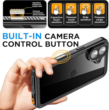 AICase Compatible with iPhone 16 Plus Case Waterproof, Clear Water Proof Built-in Screen Protector Shockproof Dustproof Snowproof Full Body Rugged Underwater Phone Case