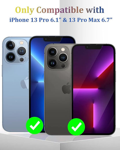 [2 Pack] Camera Lens Protector Compatible for iPhone 13 Pro / 13 Pro Max Metal Plus Tempered Glass Camera Cover Support LIDAR Scanner, Anti-Explosion for iPhone 13 Pro Max /13 Pro Silver Gold