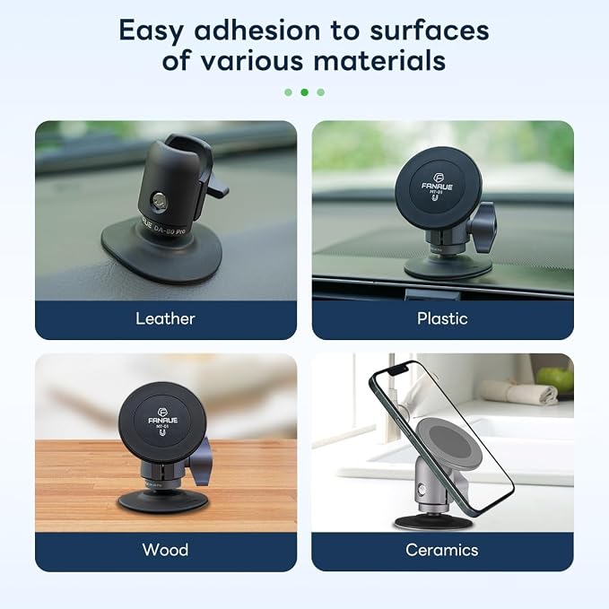 FANAUE SC-03T Magnetic Car Mount Compatible with RAM Mounts B Size 1" Ball Head and Motorcycle Phone Mount, Magnetic Car Phone Holder Can Install on Car Accessories Dashboard for 4.7-7.5" Smartphone.