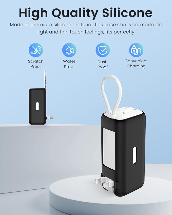 Silicone Case for TORRAS EasyGo 3-in-1 Portable Charger Power Bank,Full-Body Protective Cover for TORRAS Power Bank PB17,Precise Port Cutouts (Case Only) Black