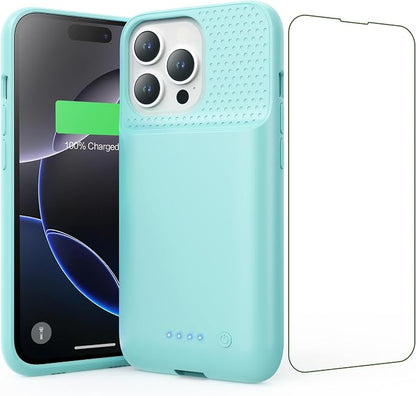 Battery Case for iPhone 16 Pro, [2025 Upgraded] 7500mAh Ultra-Slim Portable Smart Charging Case Rechargeable Protective Extended Charging Cover Only for iPhone 16Pro Battery Pack (6.3 Inch), Green