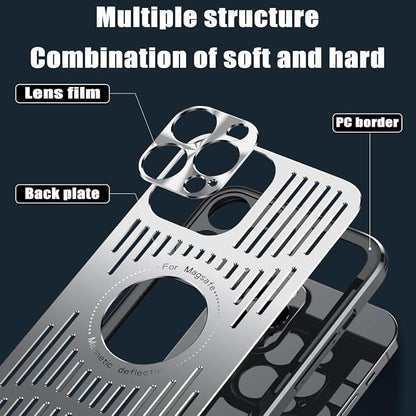Curranet Metal Heat Dissipation Breathable Case for iPhone,The Metal Hollowed-Out Cooling Case is Suitable for iPhone (13pro,Silver)