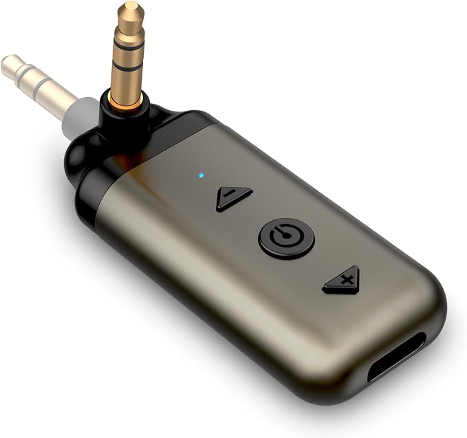 Air88 Bluetooth 5.4 Aux Adapter, 180° Swivel 3.5mm Jack Receiver for Car Home Stereo, Handsfree Calls, 12 Hours Battery, HiFi Sound, Solid Metal Case
