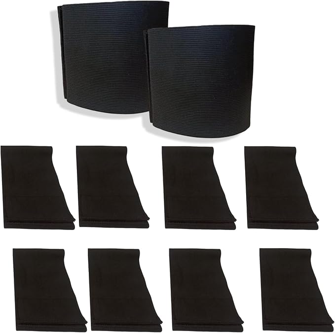 10PCS Captain Armbands, Black Elastic Arm Band, Adjustable Mourning Funeral Memorial Arm Band, Sports Armband