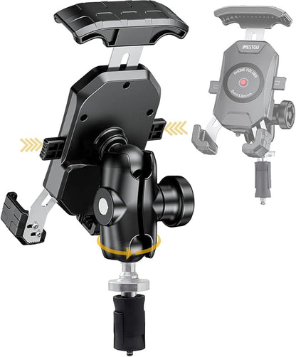 iMESTOU Motorcycle Fork Stem Phone Mount, Anti-Theft 1" Ball Phone Holder with Double Socket Arm Fits to RAM B Size Components 720° Rotation for 4.0"-7.0" Cellphones