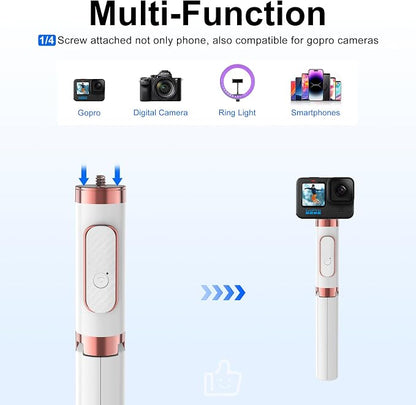 CellphoneTripod with Remote, Aluminum Alloy Selfie Stick Tripod, Best Foldable Mini Extendable Tripod Stand 270° Rotation Compatible with iPhone/Android Travel Essentials