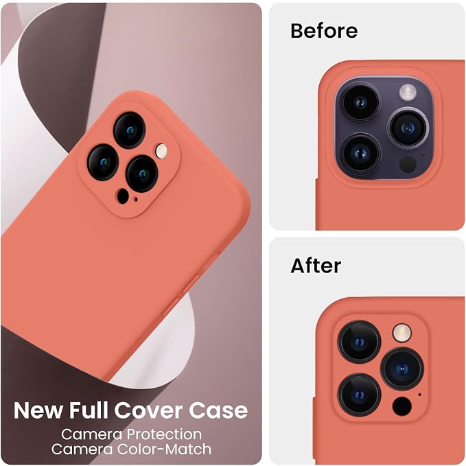 FireNova Designed for iPhone 14 Pro Max Case, Silicone Upgraded [Camera Protection] Case, Soft Anti-Scratch Microfiber Lining Inside, 6.7 inch, Pink Pomelo