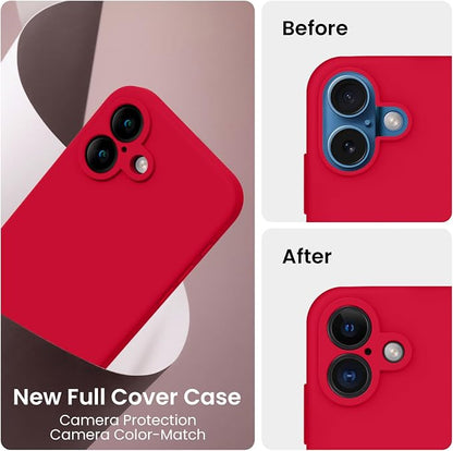 FireNova Designed for iPhone 16 Case, Silicone Upgraded [Camera Protection] Phone Case, Soft Anti-Scratch Microfiber Lining Inside, 6.1 inch, Deep Red