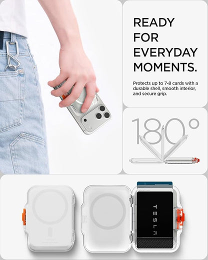 Spigen for MagSafe Wallet, Heavy Duty Hardshell Magnetic Card Holder Compatible with iPhone 17/16/15/14/13/12 Pixel 10 Series MagSafe-Cases Pixelsnap Holds 5-6/7-8 Cards