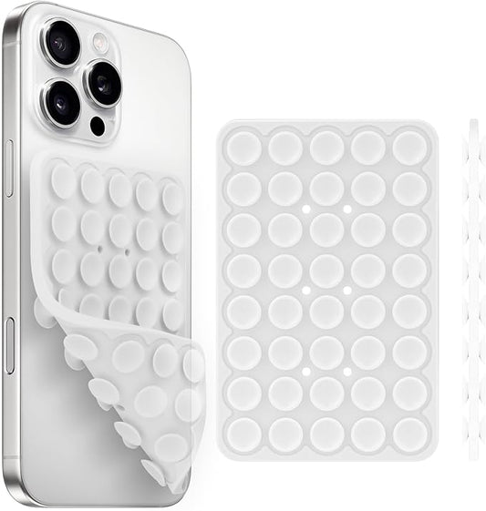 Silicone Suction Cup Phone Case Mount Double Sided, Phone Accessories Hands-Free Strong Grip Holder for Selfies and Videos, Silicon Phone Stand for iPhone and Android Translucent