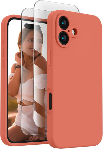 FireNova Designed for iPhone 16 Case, Silicone Upgraded [Camera Protection] Phone Case, Soft Anti-Scratch Microfiber Lining Inside, 6.1 inch, Pink Pomelo
