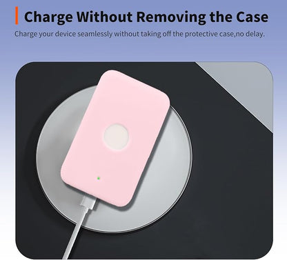 Case for Apple MagSafe Magnetic Power Bank– Soft Silicone Protective Cover Compatible with MagSafe Magnetic Power Bank,Shockproof Anti-Scratch Slim Fit Case,Pink