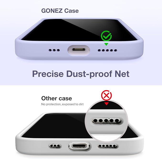 GONEZ Magnetic for iPhone 14 Case, Compatible with Magsafe, with Screen Protector + Camera Protector, Anti-Scratch Microfiber Lining, Liquid Silicone Shockproof Protective Phone Case, Lilac