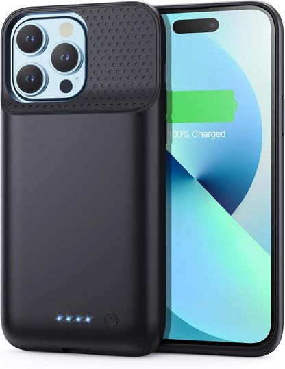 Battery Charging Case for iPhone 12Pro Max/13Pro Max/14Pro Max/14Plus (6.7 Inch), Powerful 8600mAh Portable Rechargeable Charger Cover for iPhone 14ProMax/14Plus/13Promax/12Promax Battery Case-Black