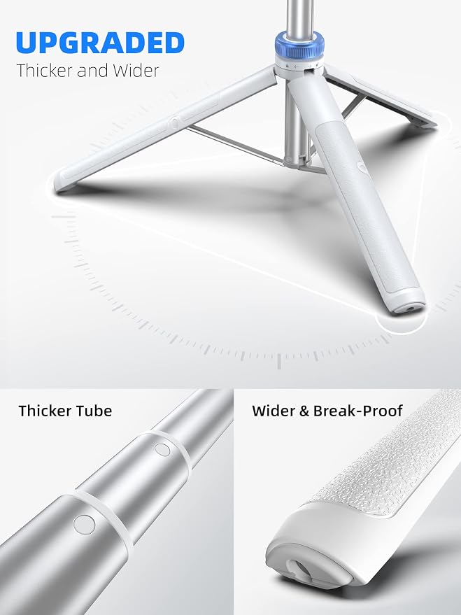 Kaiess 62" Phone Tripod & Selfie Stick, Extendable Photography Light Stand with Wireless Remote, Solidest, Portable, Lightweight, Compatible with iPhone/Android Phone (White)