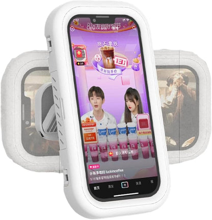 Shower Phone Holder Waterproof, 480° Rotatable Retractable Angle Adjustable Bathroom Wall Phone Mount Stand, Phone Holder for Shower, Anti-Fog Touchscreen Phone Shower Holder for 4-7'' Cellphones