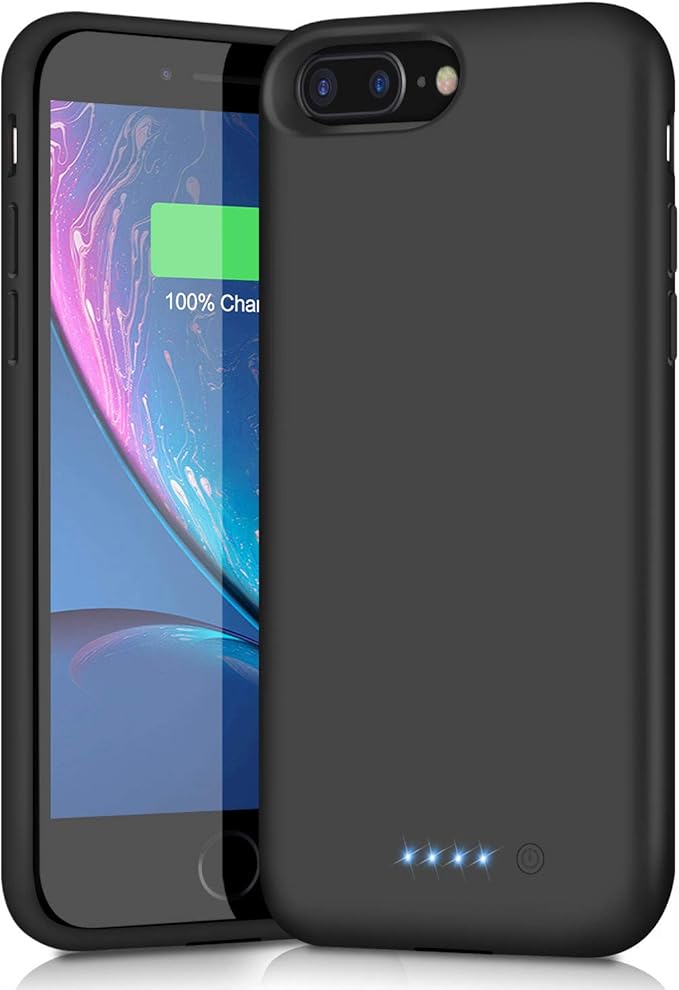 Battery Case for iPhone 6s Plus/6 Plus/7 Plus/8 Plus,8500mAh Portable Charging Case External Battery Pack for iPhone 6s Plus/6 Plus/7 Plus/8 Plus Rechargeable Charger Case (5.5 inch) Black
