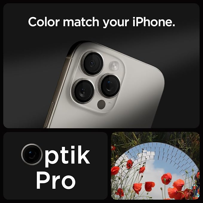 Spigen Camera Lens Screen Protector [GlasTR EZ Fit Optik Pro] Designed for iPhone 16 Pro Max/iPhone 16 Pro/iPhone 15 Pro Max/iPhone 15 Pro [Case Friendly] - Natural Titanium [2 Pack]